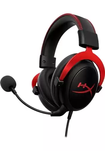 HyperX Cloud II Gaming Headset, 7.1 Surround Sound, Memory Foam Ear Pads, Durable Aluminum Frame, Detachable Microphone, Works with PC, PS5, PS4, Xbox Series X|S, Xbox One Red