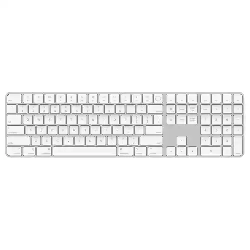 Apple Magic Keyboard with Touch ID and Numeric Keypad: Wireless, Bluetooth, Rechargeable. Works with Mac Computers with Apple Silicon; US English White Keys