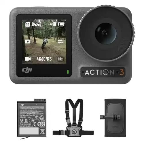 DJI Osmo Action 3 Outdoor Combo, Action Camera 4K with Chest & Backpack Strap Mount for Travel