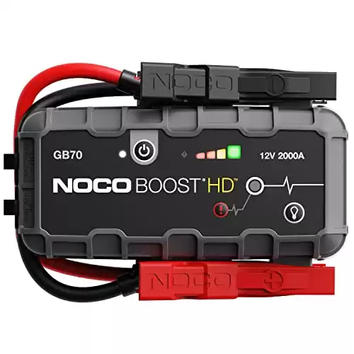 NOCO Boost HD GB70 2000A UltraSafe Car Battery Jump Starter, 12V Battery Booster Pack, Jump Box, Portable Charger and Jumper Cables for 8.0L Gasoline and 6.0L Diesel Engines, 7.4 Dx3.7 Wx1...