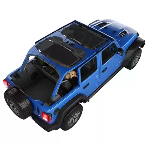 Alien Sunshade Jeep Wrangler JLU (2018-2023) Front & Rear Mesh Sun Shade for Jeep JL Unlimited Blocks UV, Wind, Noise Bikini JLkini Top Cover for Sport, Sport S, Sahara, Rubic...