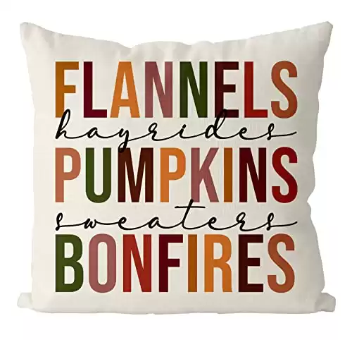 GAGEC Fall Pillow Covers 18x18 Inch Flannels Pumpkins Bonfires Autumn Harvest Holiday Pillows Case