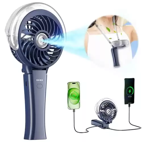 HandFan 2024 Upgraded 4000mAh Portable Misting Fan with Charger