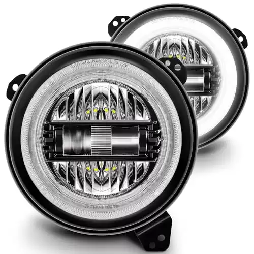 TRUE MODS 9 Inch Round LED Headlights Replacement for Jeep Wrangler JL JLU Unlimited Gladiator JT 2018-2024 Accessories [DOT Approved] [Dual-HALO DRL] [Plug n Play]