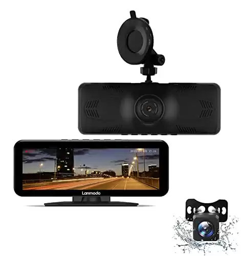 LANMODO Vast Pro Dash Cam Front and Waterproof Rear Camera, Full Color Night Vision Camera for Car, 1350 FT, Built-in SONY CMOS+G-Sensor, HDR/WDR 8" Display, Loop Recording, Parking Monitor, 128G...