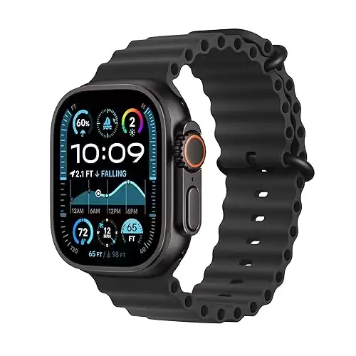 Apple Watch Ultra 2 [GPS + Cellular 49mm] Smartwatch, Sport Watch with Black Titanium Case with Black Ocean Band. Fitness Tracker, Precision GPS, Action Button, Extra-Long Battery Life