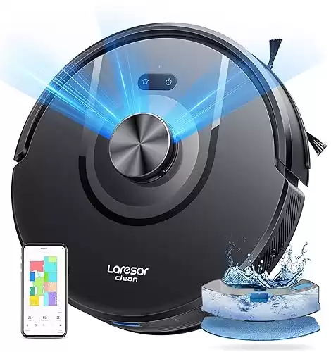 Robot Vacuum and Mop Combo, 5000Pa Robot Vacuum Cleaner with LIDAR Navigation, 3 in 1 Robot Vacuum Mop with Auto Carpet Boost, Self Charging, App/Voice Control, Ideal for Pet Hair,5 Maps